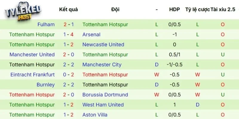 Màn trình diễn của Tottenham trên sân cỏ