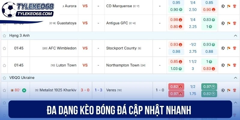 Đa dạng kèo bóng đá cập nhật nhanh