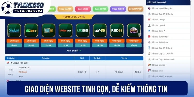 Giao diện website tinh gọn, dễ kiếm thông tin