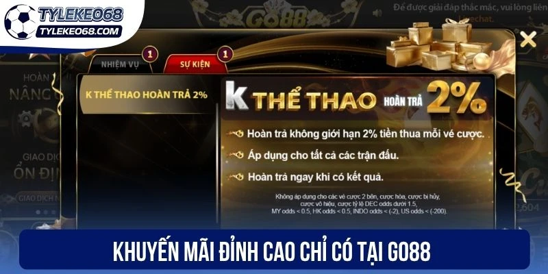 Khuyến mãi đỉnh cao chỉ có tại Go88