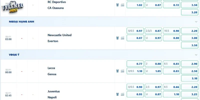 Mức chấp 1/4 bàn của trận Newcastle vs Everton